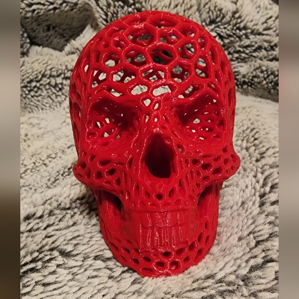 3d Printed Red Skull Home Accent